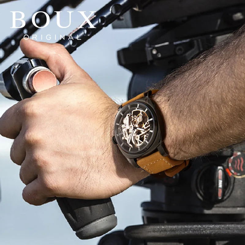 

BOUX Automatic Mechanical Movement Chronograph Wristwatch 42mm Man Watch Luminous Waterproof Hollow Nautilus Watches Male Clock