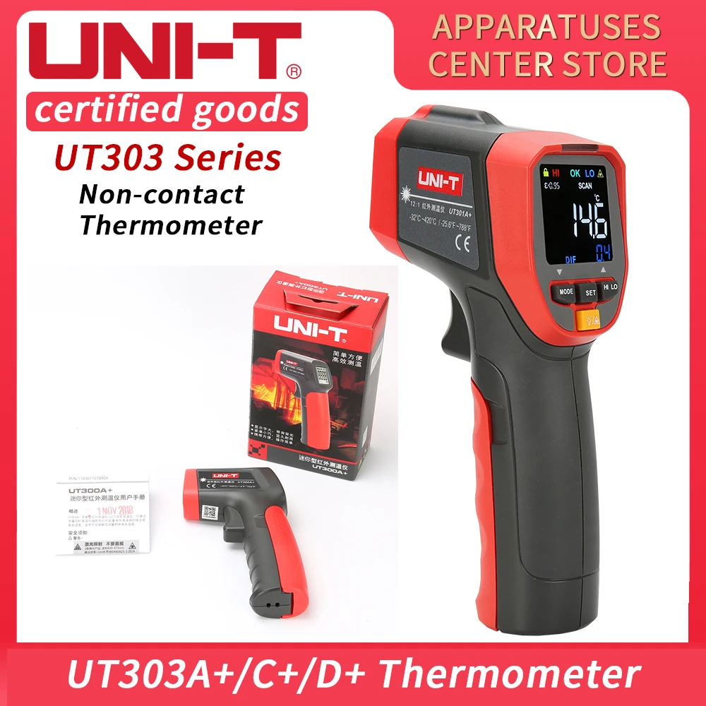 

UNI-T UT303A+ UT303C+ UT303D+ Infrared Thermometer Measure Temperature From a DistanceNon-Contact Fast Test Temperature