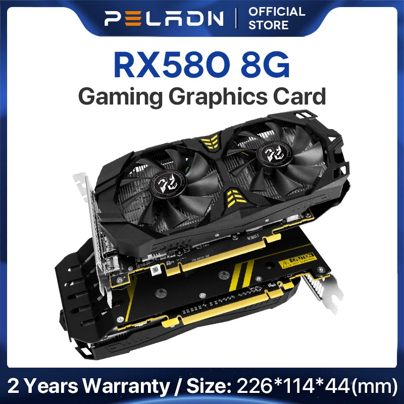 PELADN Graphics Cards RX 580 8GB GDDR5 GPU Mining Shaders 2048 Unified Video Card RX580 8G Computer Gaming Warranty