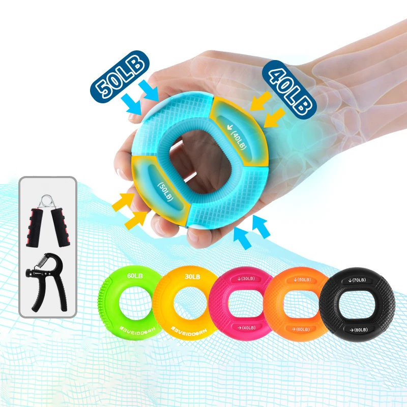 

Silicone Adjustable Hand Grip 20-70LB Gripping Ring Finger Forearm Trainer Carpal Expander Muscle Workout Exercise Gym Fitness