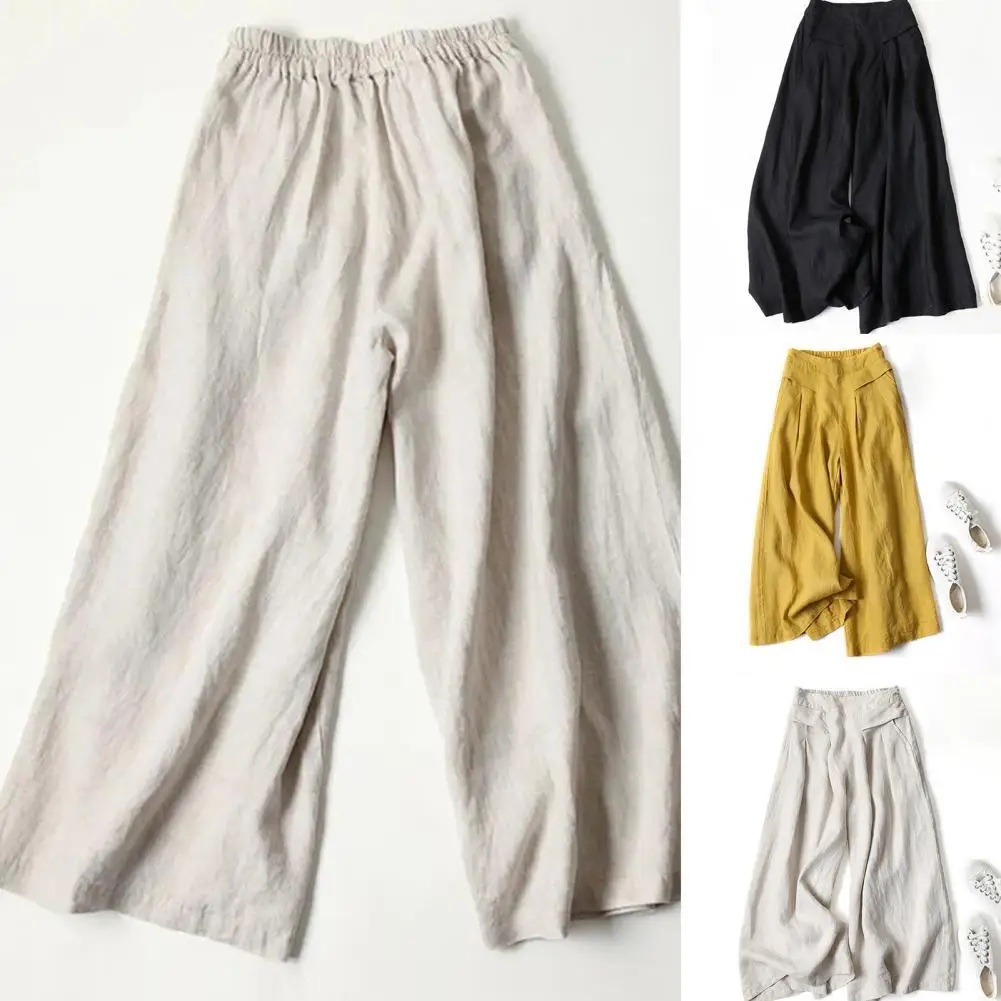 

Fashion Long Trousers Pockets Soft Unfading Wide Leg Thin Loose Pants