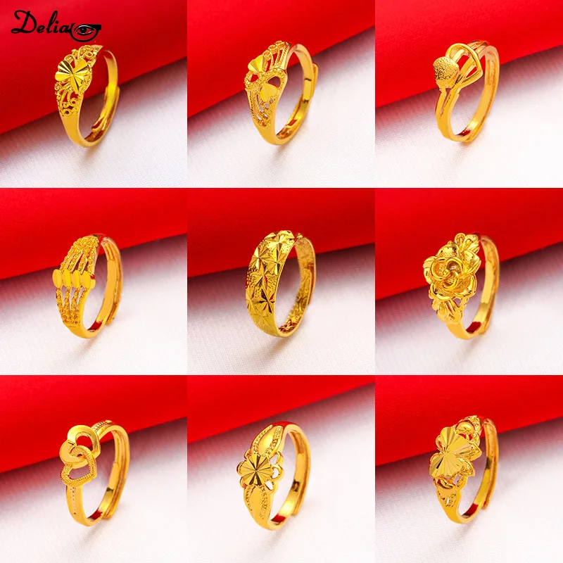 Позолоченное женское открытое регулируемое кольцо счастливое переводное