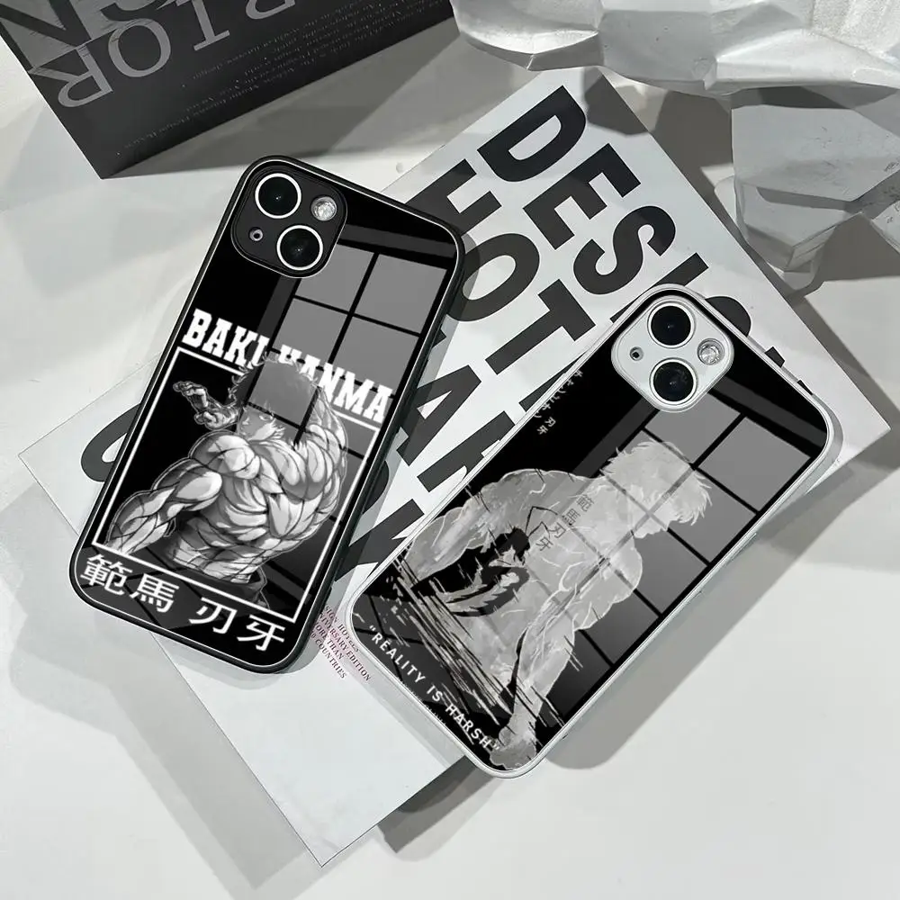 Baki Yujiro Hanma Phone Case Tempered Glass For IPhone 16 15 Pro Max 14 13 12 Mini Plus Samsung S24 S23 Ultra phone case