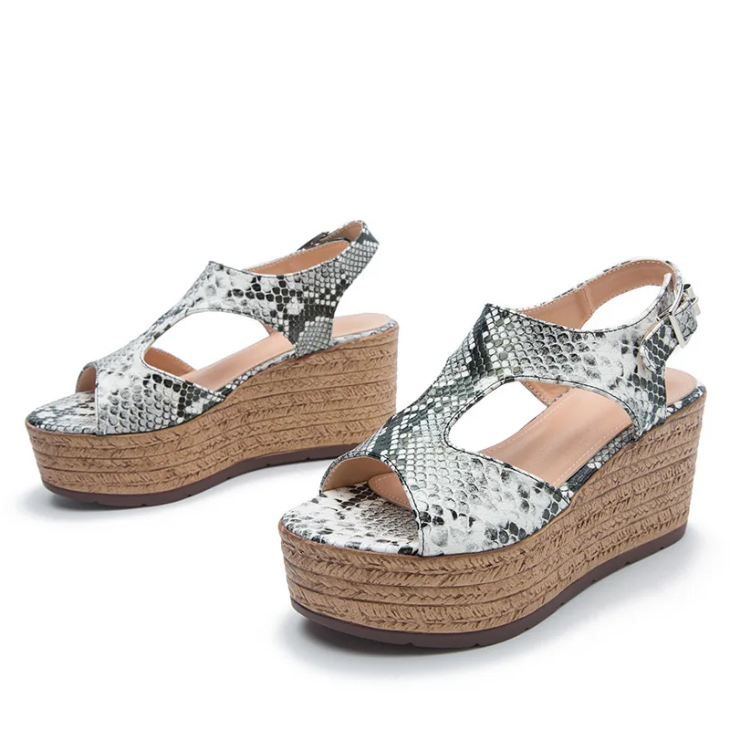 

Женские летние дышащие сандалии на танкетке, из искусственной кожи