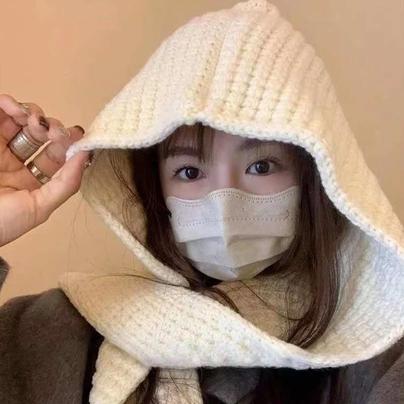 Новые шерстяные вязаные шапки-балаклавы для женщин и мужчин зимние утолщенные