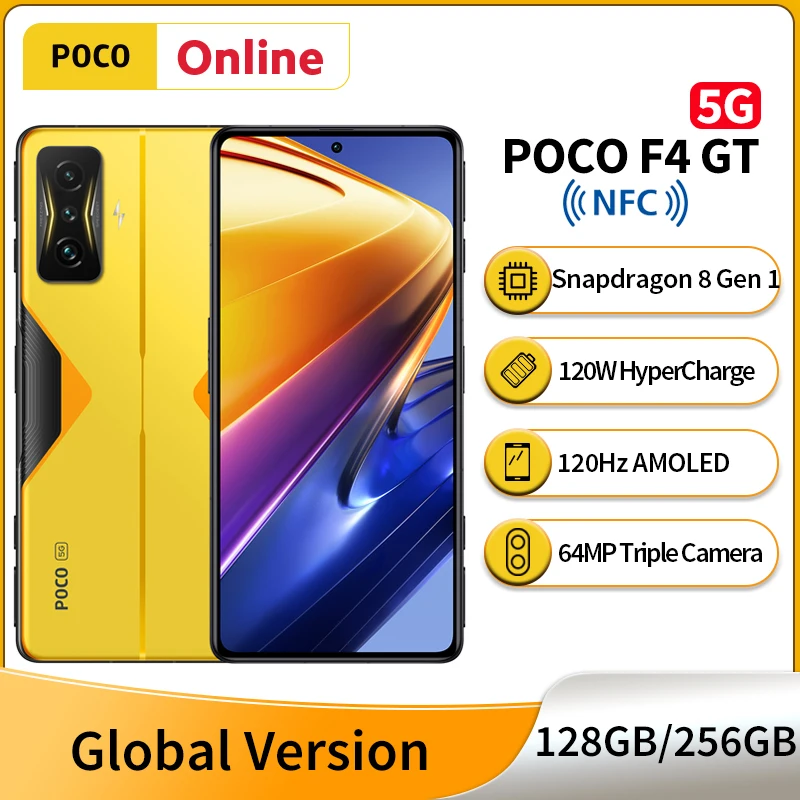 Tanie Oryginalny POCO F4 GT 5G 128GB / 256GB Snapdragon 8 Gen 1 Octa Core 120W HyperCharge 6.67 ''120Hz Ekran NFC 5G Telefon Komórkowy