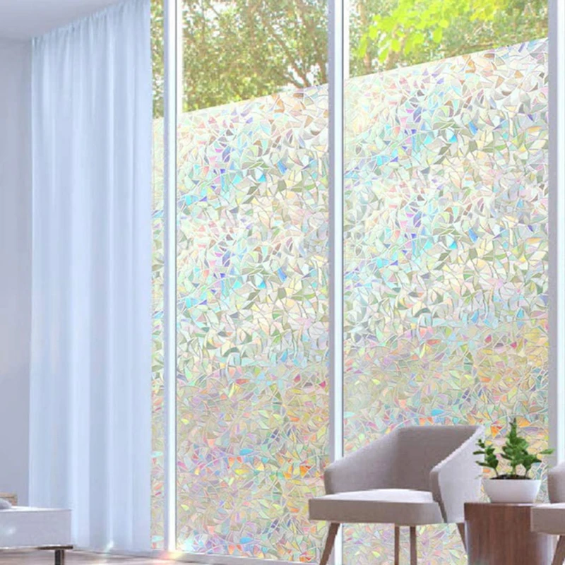 

3D Color Window Privacy Film Rainbow Window Decorative Sticker Electrostatic Vinyl Translucent Opaque Frosted Glass Film