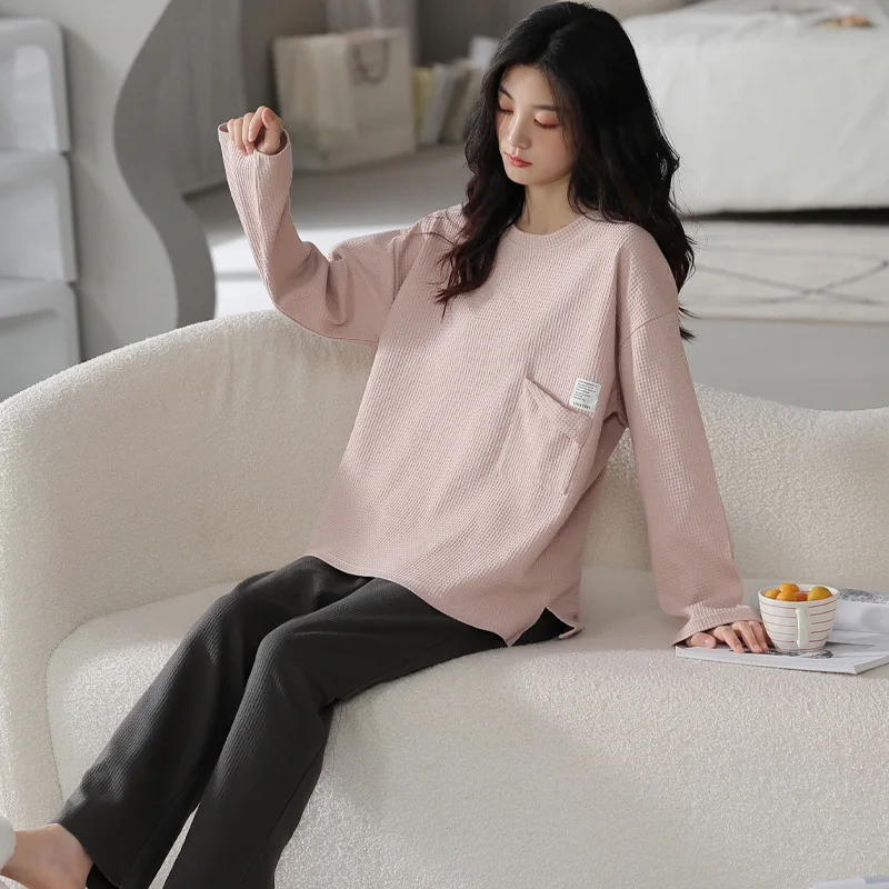 Thick Models Of Autumn And Winter Cotton Women's Pajamas Casual Pullover Ladies  Home Wear Sleepwear Sets