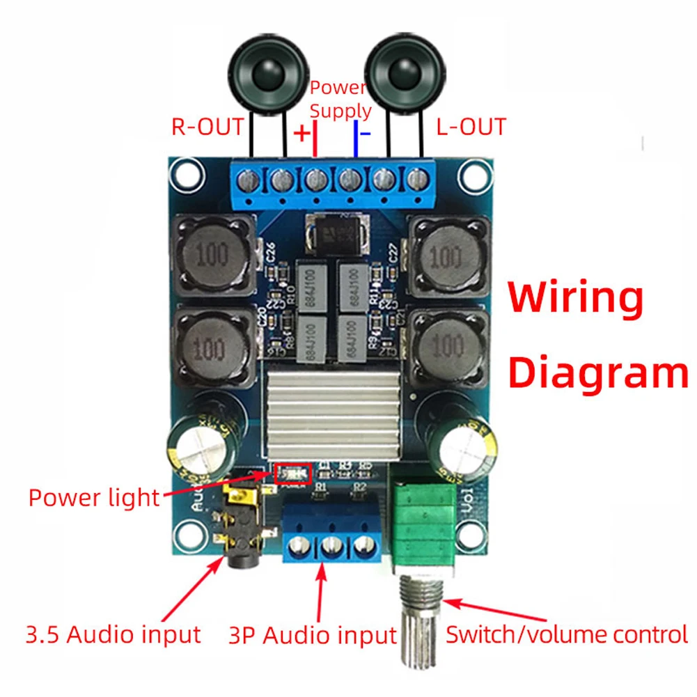 2*50W Digital High Power Amplifier Board DC4.5-27V TPA3116D2 Dual Channel Stereo Home Music Wireless Speaker Audio - купить по