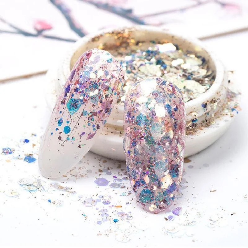 

Glitter Flakes for Nail Art Decoration Hexagon Colorful Sequins Manicure Charms Nails Salon Fragments DIY Design Accessories