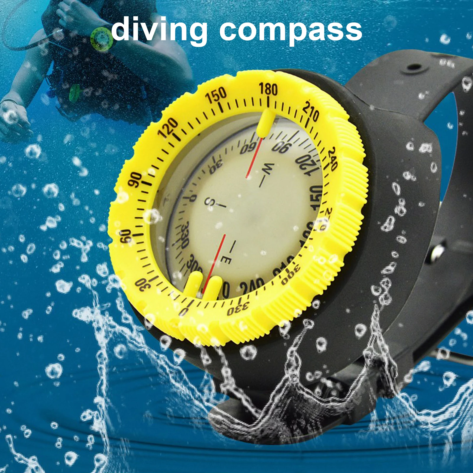 

50m Watch Balance Waterproof Compass Portable Underwater Luminous Compass with Wrist Diving Scuba Compass