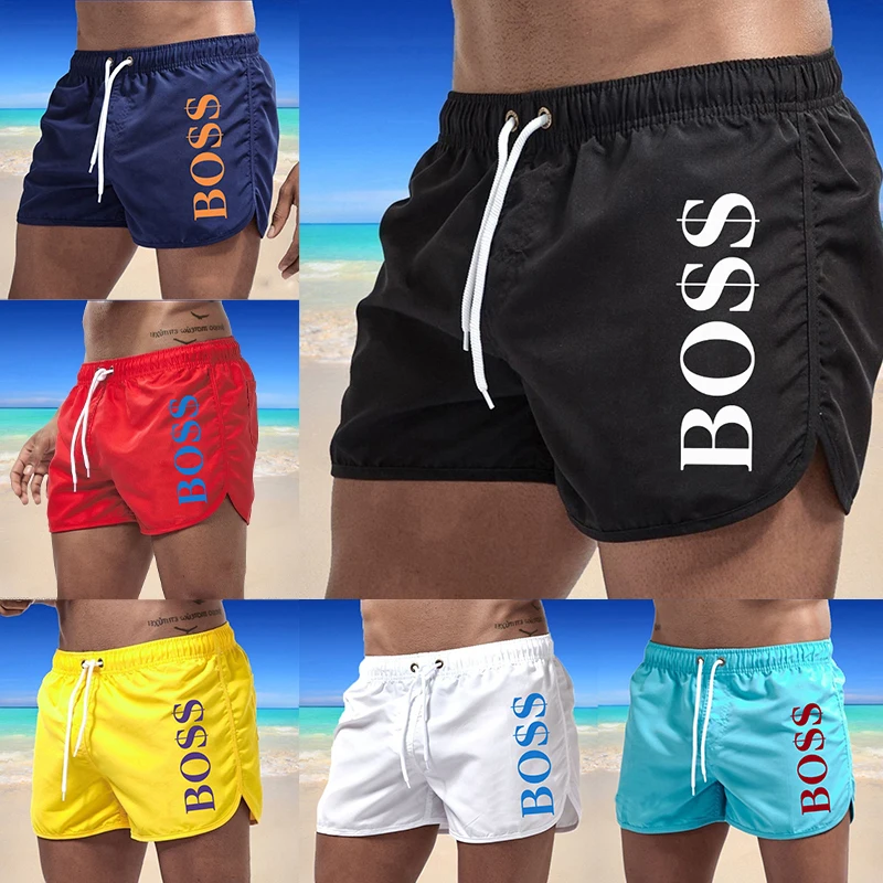 2022 Summer Men's Beach Shorts Sexy Swimsuit Trunks Colorful Swimwear Surf Board Male Clothing Quick-drying Casual Sport Pants