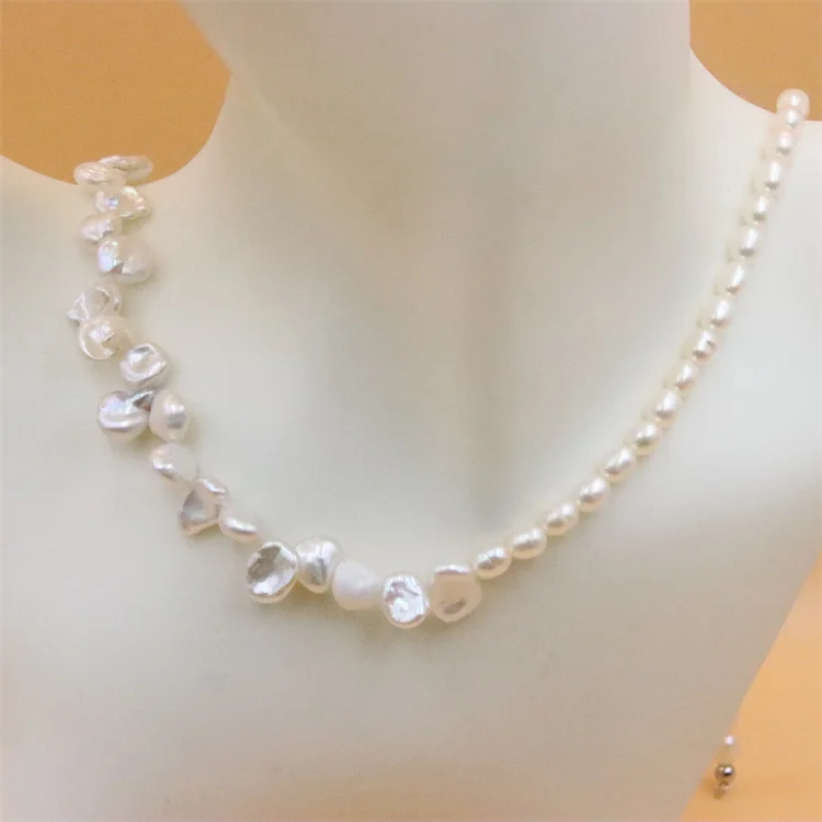

ZFSILVER 100% 925 Sterling Silver Fashion Natural Freshwater Baroque Pearl Choker Necklace Clap Jewelry for Women Gift Trend