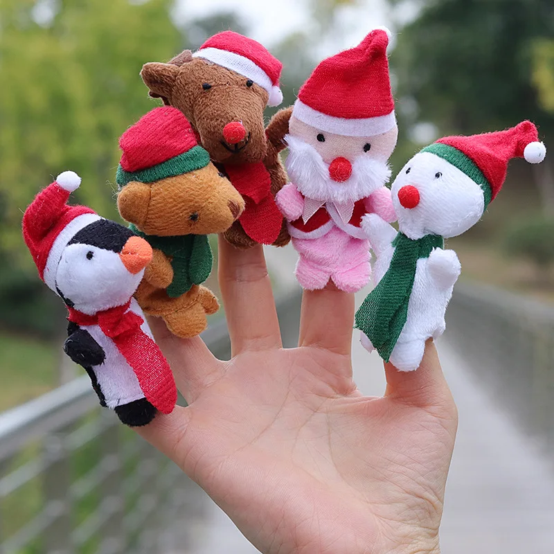 

Рождественский подарок, 5 шт., Рождественская кукла на палец, Санта-Клаус, снеговик, пингвин, рассказ историй, обучающая игрушка на Рождество, сюрприз для детей