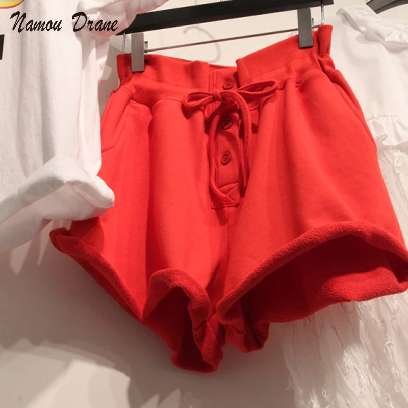 

Namou Drane 2022 Summer Loose Wide Leg Pants Shorts Strap Drawstring Curling Casual Sports Pants Women's Hot Pants