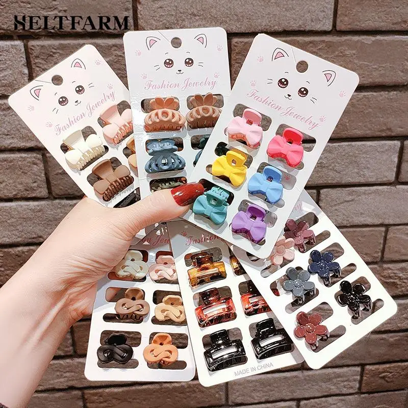 

6PSC/Set Fashion Decorate Hair Accessories Vintage Elegant Leopard Small Acrylic Hair Claws Geometric Hair Clips Headband