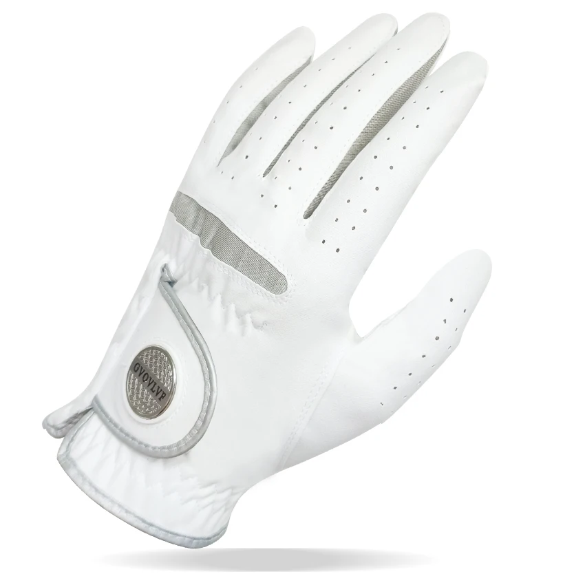 

1pc Men Golf Glove Micro Soft Fabric Breathable Comfortable Fitting With Magnetic Marker Replaceable For Golfers White