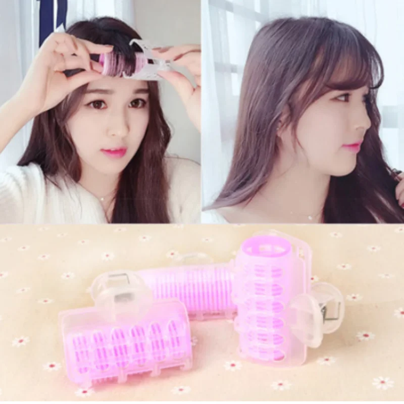2/3Pc Plastic Self-adhesive Hair Lazy Rollers Bang Roll Hair Curler Hair Curling Hairdressing Styling Tool for Women Pink Roller