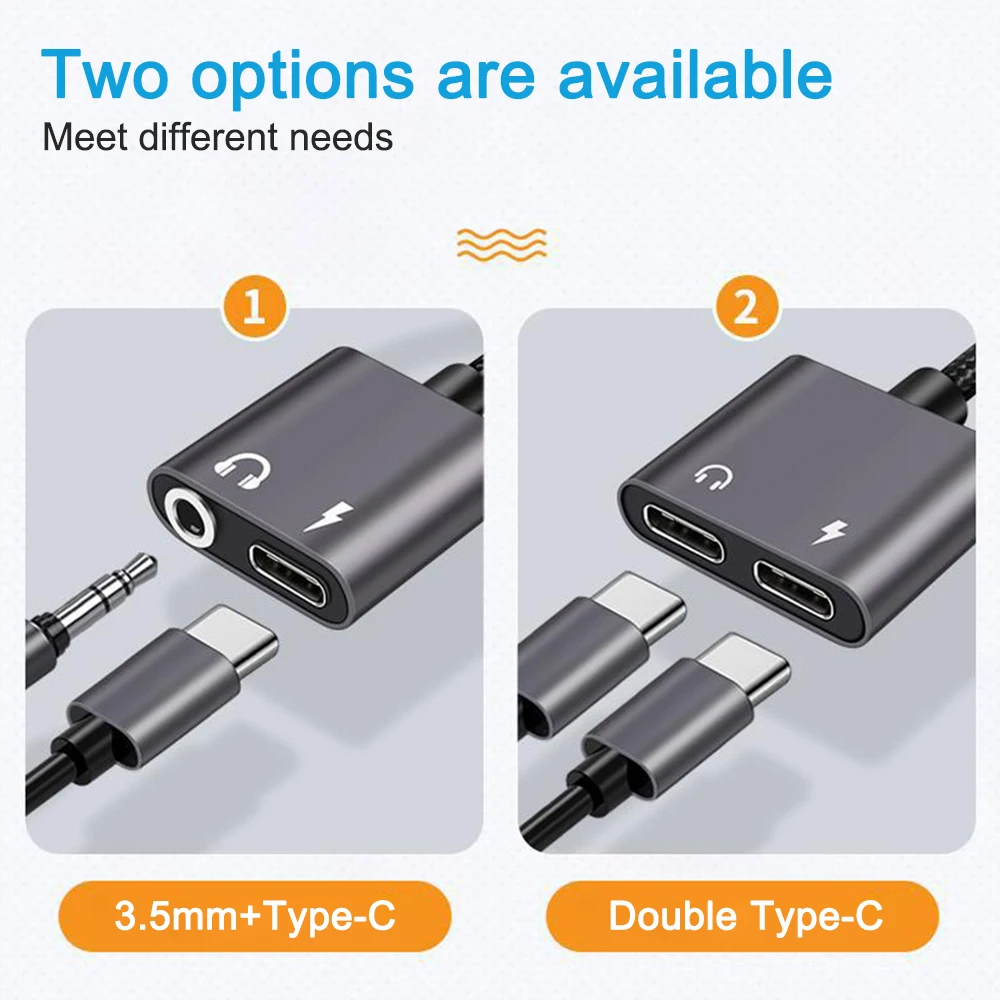 Переходник для наушников 2 в 1 с USB C на AUX Тип 3 5 мм PD60W 32 бит/384 кГц