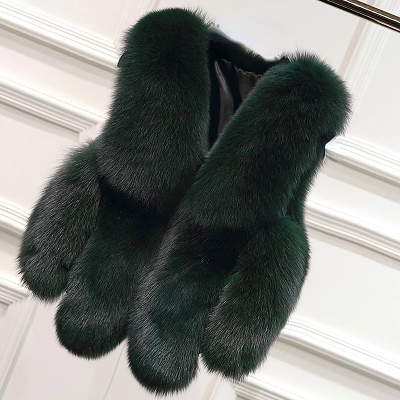 New Autumn/Winter 2022 Plus-size Slimming Faux Fur Vest Ladies Short Water Drop Slimming Fox Fur Faux Fur Casual Coat