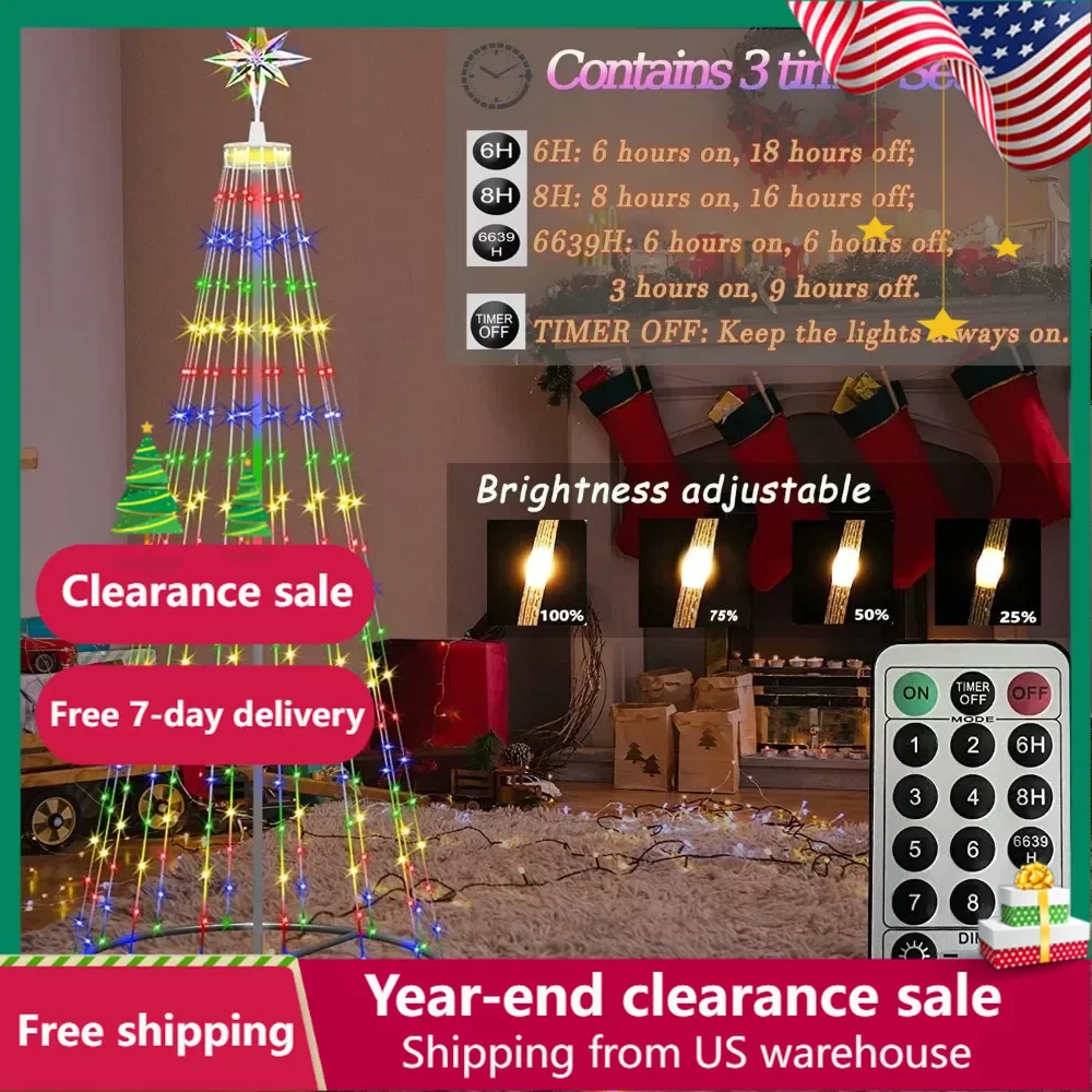 

8 Modes Multi-Color LED Xmas Light Show With Bethlehem Star Topper Holiday Decorations Christmas Christmas Lighting for Outside