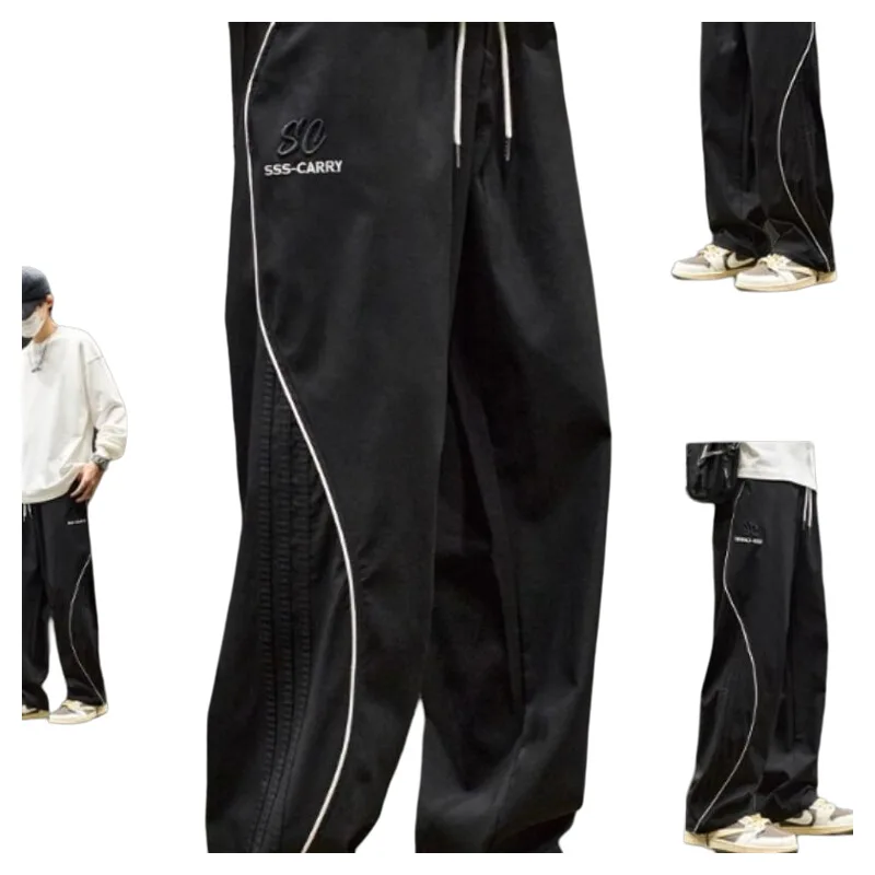 Брюки-карго мужские прямые тонкие модные брендовые свободные спортивные