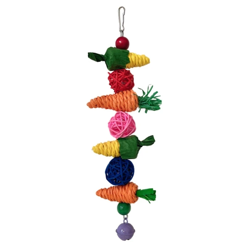 

Bird Toy Corn Tearing Chewing Toy for Teeth Carrot Corn Cluster Cage Hanging Toy Pet Grinding Teeth Toy
