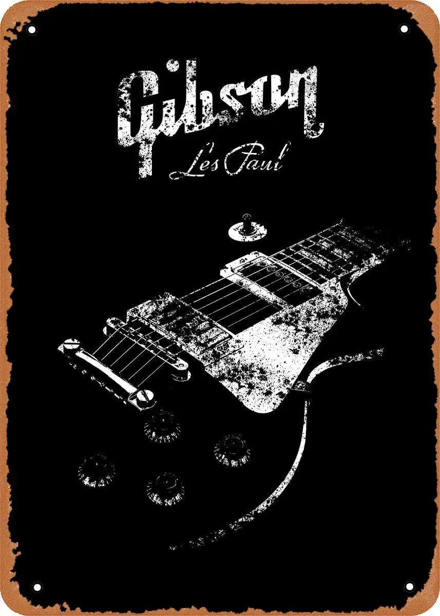 

Guitars Music Gibson Les Paul Body Plaque Poster Metal 8" x 12" Vintage Retro Wall Decor