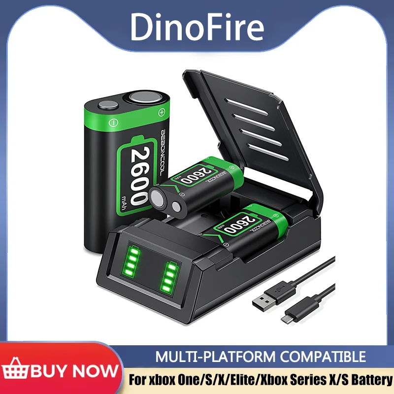 DinoFire для контроллера xbox one перезаряжаемая батарея 2x 2600 мАч зарядного устройства