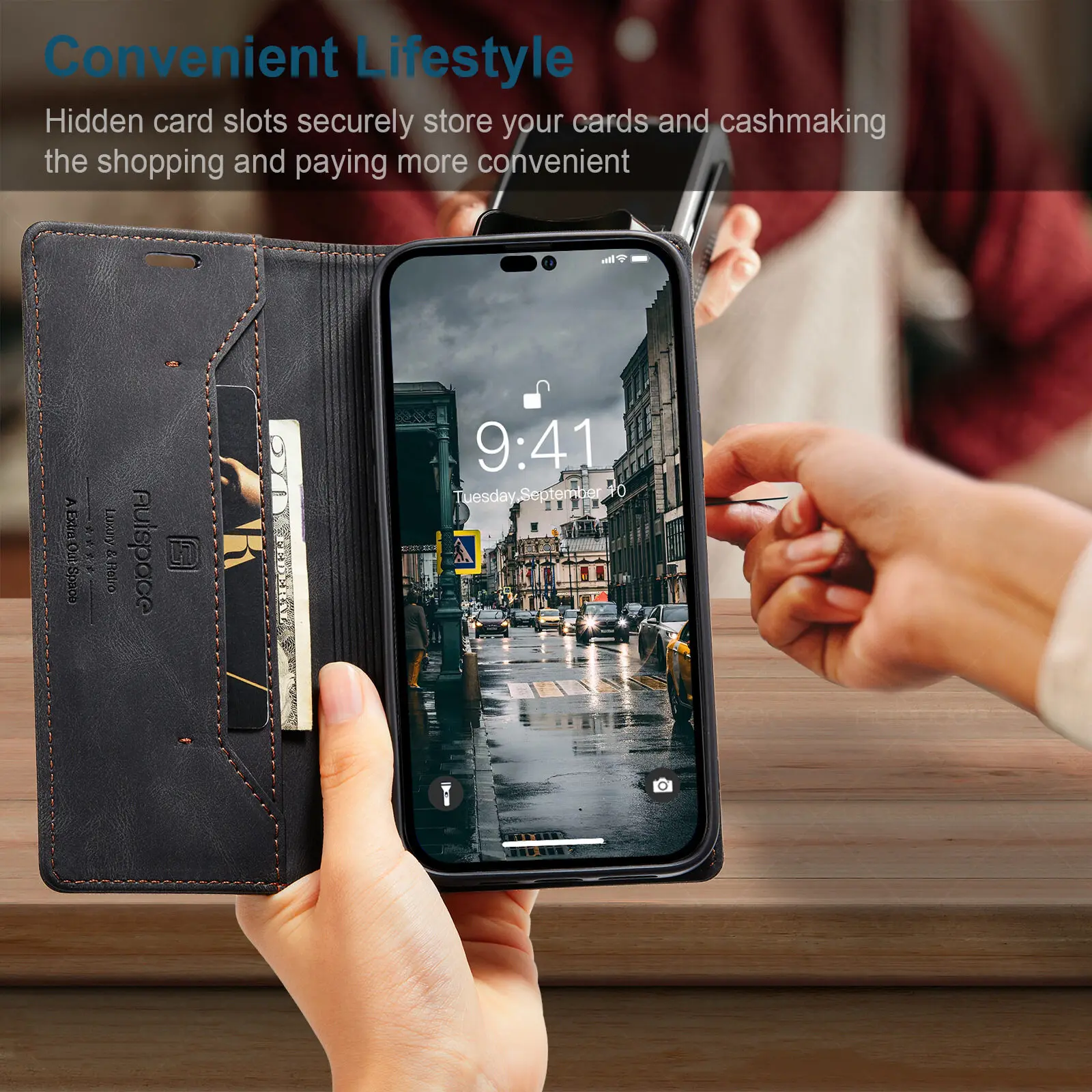 

iPhone 14 13 12 Pro max plus Business Flip Case Apple 11 mini Pro max X XS XR max RFID function anti-theft brush Protective Case