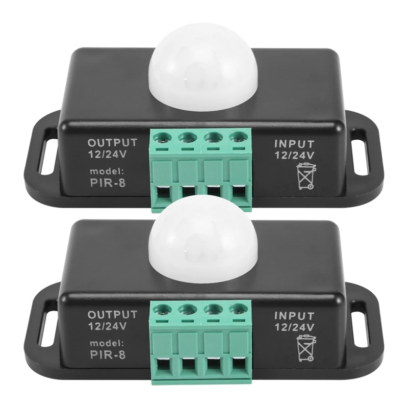 

Motion Sensor Switch, 12V 24V PIR Sensor LED Switch Controller For Flexible LED Strips Light, 2 Pack