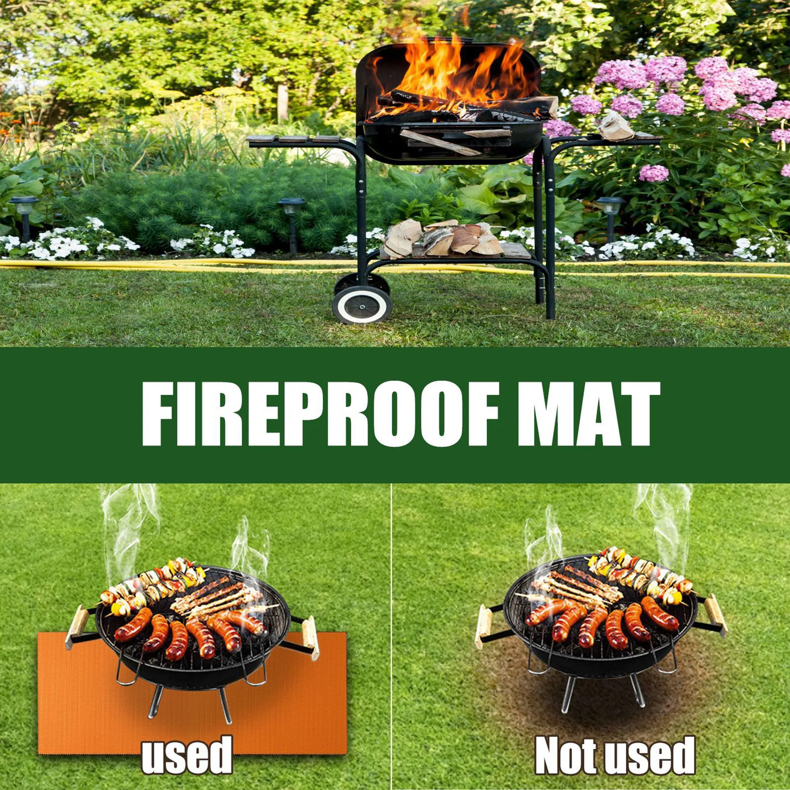 Огнестойкий коврик под гриль подстилка для костра барбекю гриля наружного дома и