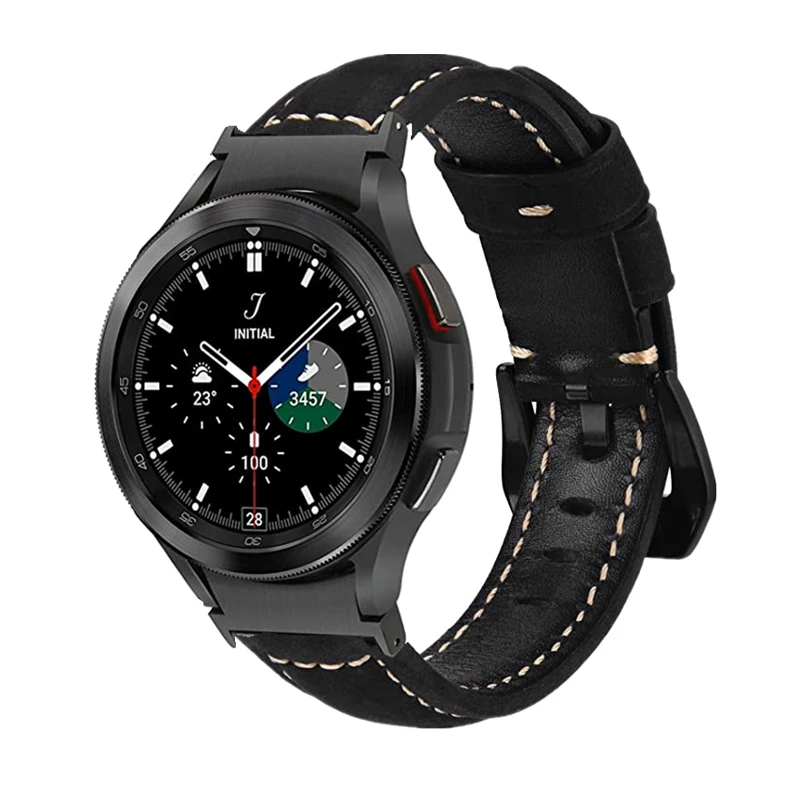 

No Gaps Leather Band For Samsung Galaxy Watch 4 Strap 44mm 40mm Gapless Bracelet for Galaxy Watch 4 Classic 46mm 42mm Watchbands