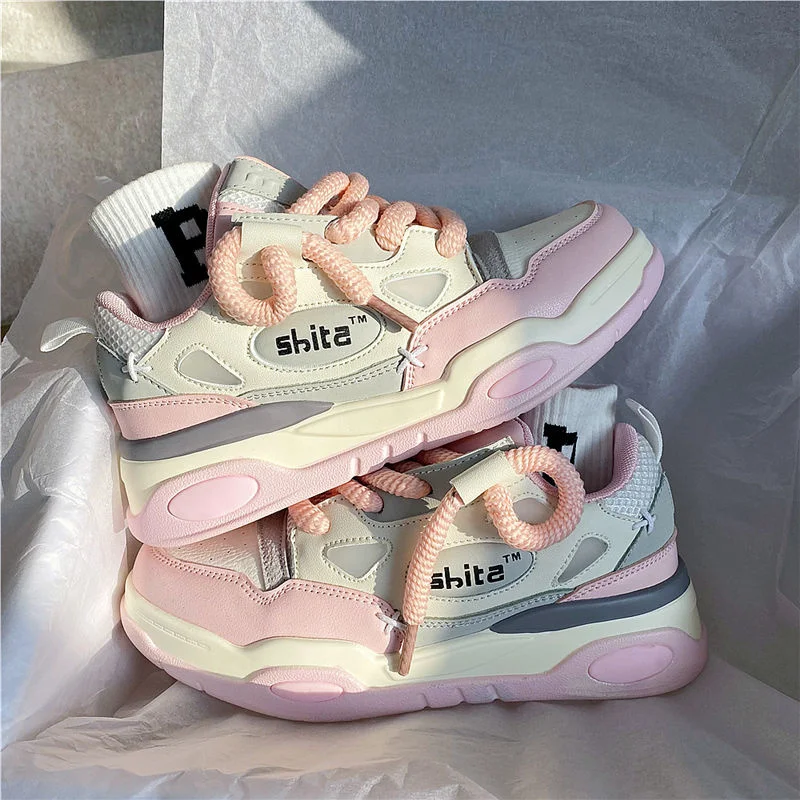 

Женские кроссовки для скейтборда, розовые дышащие кроссовки на плоской подошве, повседневная обувь для тенниса, уличный стиль, весна 2023