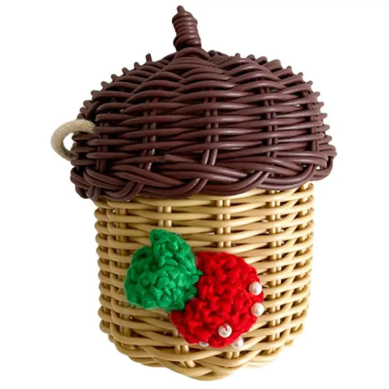 

Nut Shaped Cross-body Bag Photography Prop Rattan Woven Small Cross-body Bag