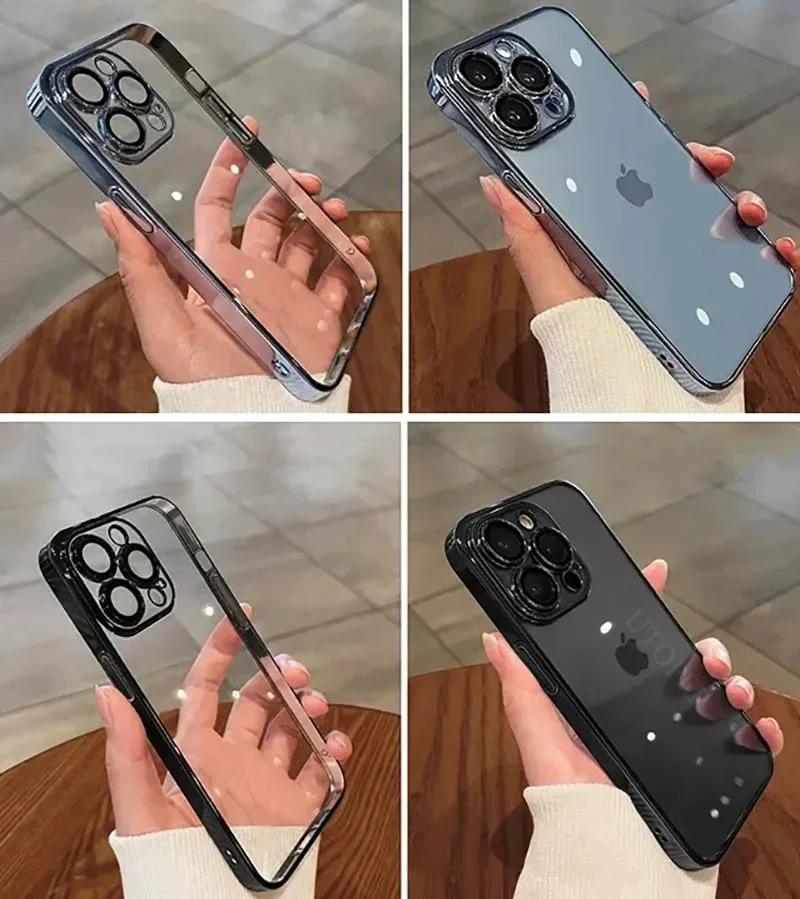 Роскошный мягкий чехол из ТПУ для телефона IPhone 11 12 13 14 15 16 Pro Max Plus прозрачный