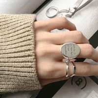 fmily minimalist oval letter ring 925 sterling silver new fashion all match creative hip hop punk jewelry for girlfriend gift