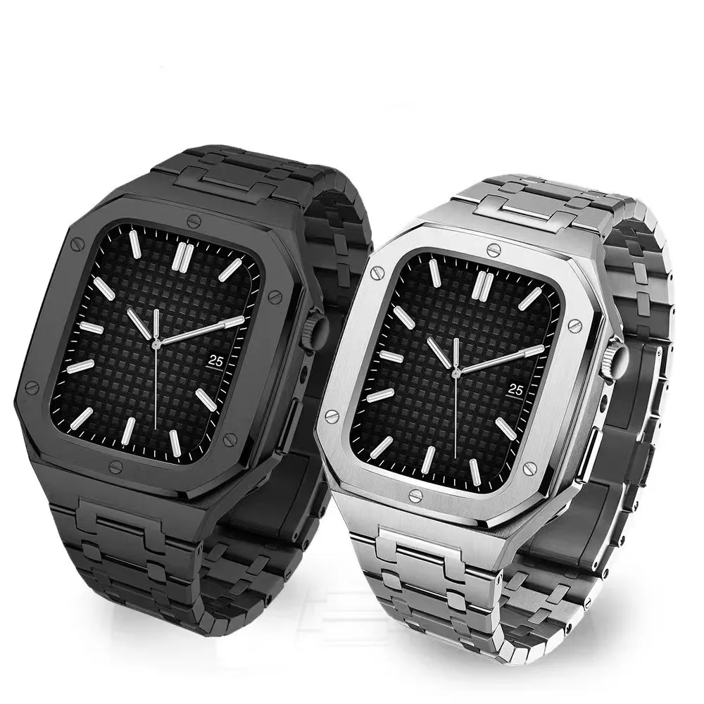 

Metal for IWatch Modification kit Bezel steel bracelet Latest Stainless Steel case band for Apple Watch S7 45mm S6 44mm S3 42mm