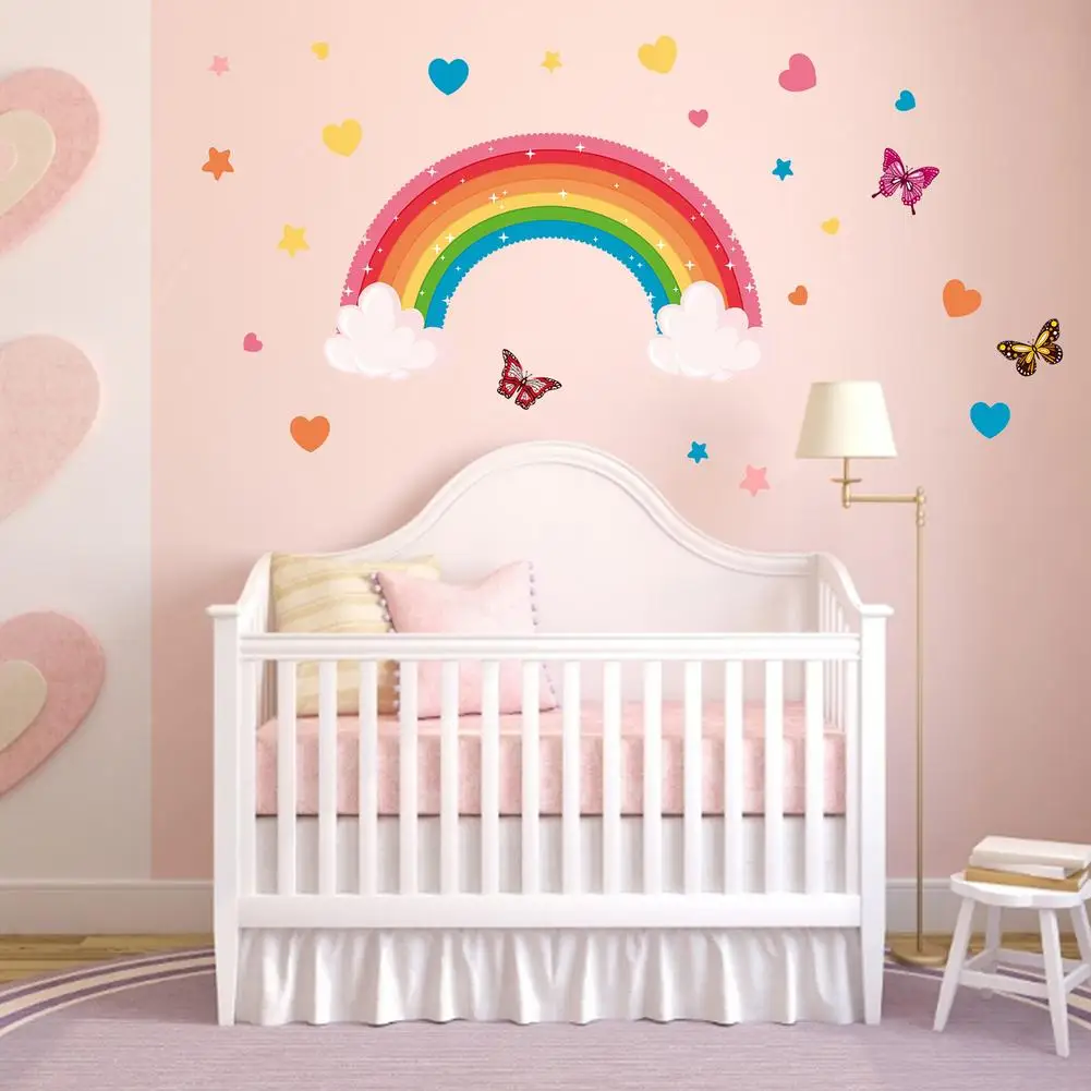 

Rainbow Wall Decals Colourful Butterflies Cloud Wall Stickers Baby Nursery Kids Bedroom Living Room Wall Decor