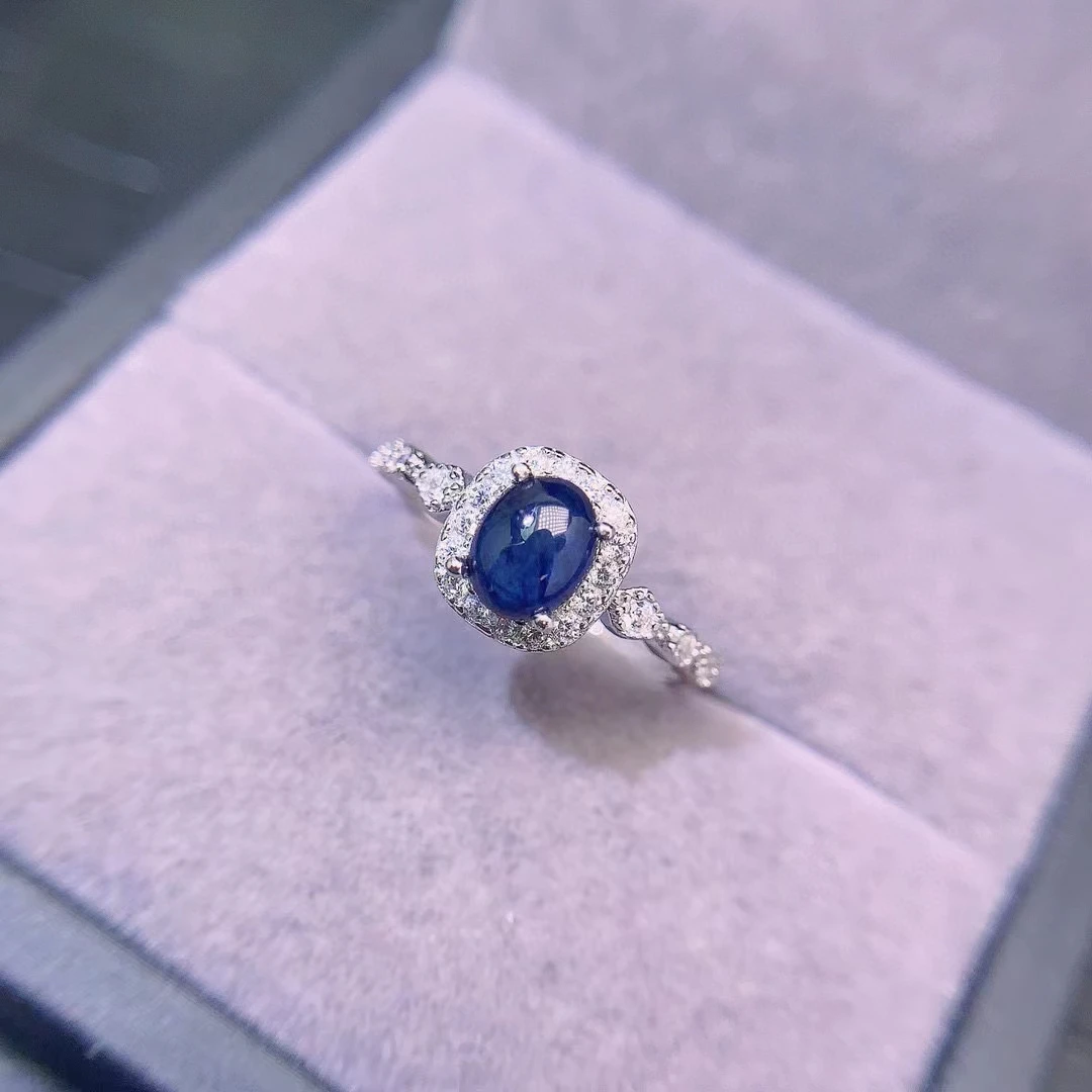 Кольцо с темно-зеленым сапфиром 5 мм * 6 925 карат