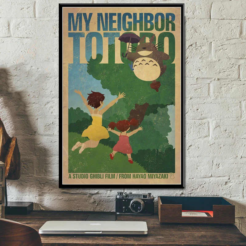 

Miyazaki Hayao Totoro Ghibli poster and print vintage decor Picture Canvas Painting wall paintings for bedrooms Plakat