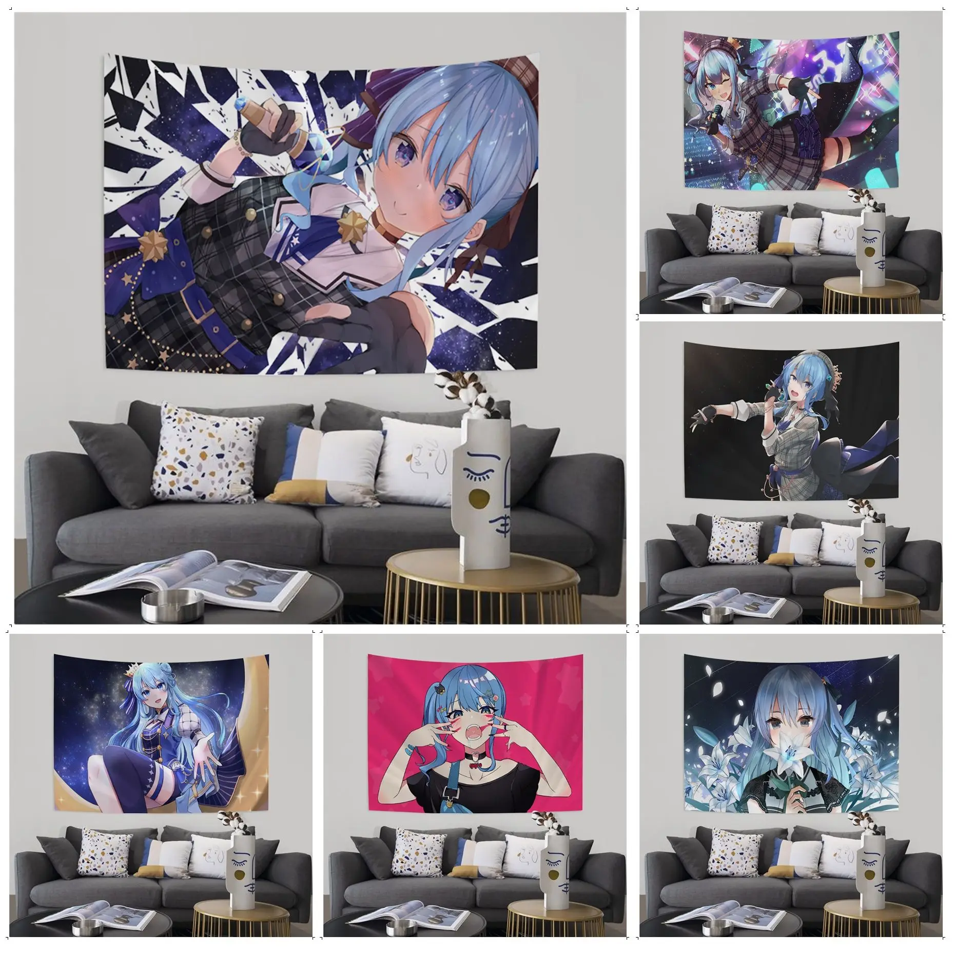 

Hoshimachi Suisei Hololive Hanging Bohemian Tapestry Wall Hanging Decoration Household INS Home Decor