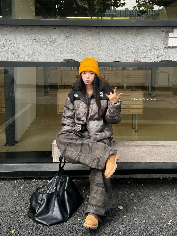 Материал американский винтажный камуфляжный лоскутный трикотаж пальто с