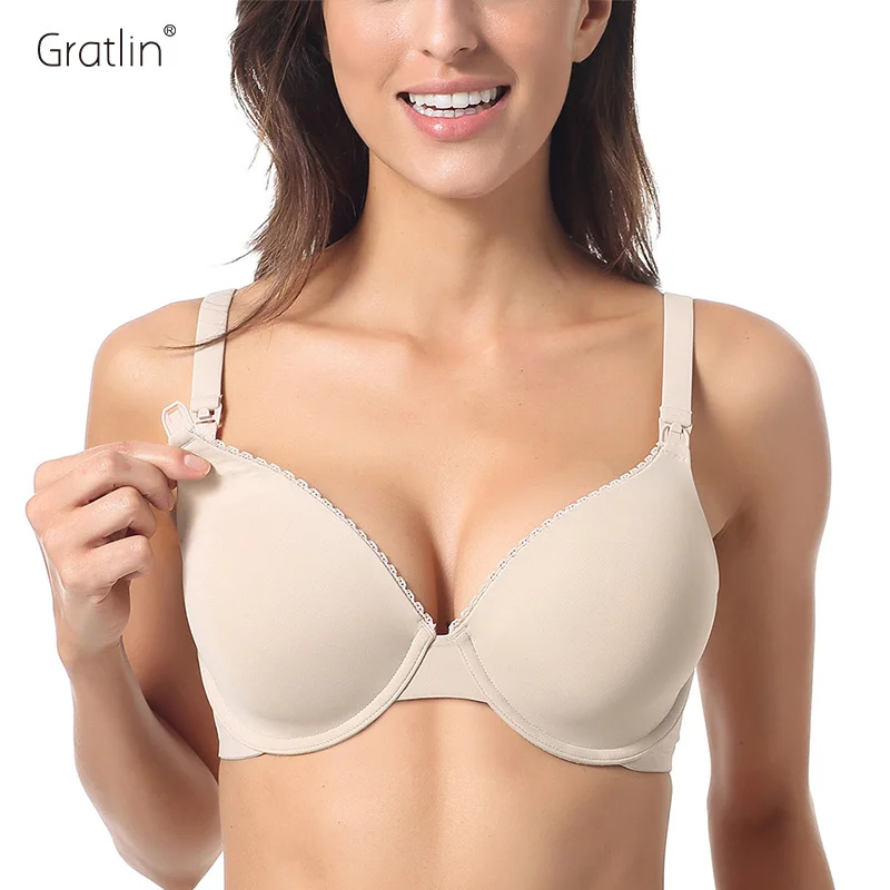 

Gratlin Women's Underwire Nursing Bras Support Full Coverage Lightly Padded Breastfeeding Maternity Bra