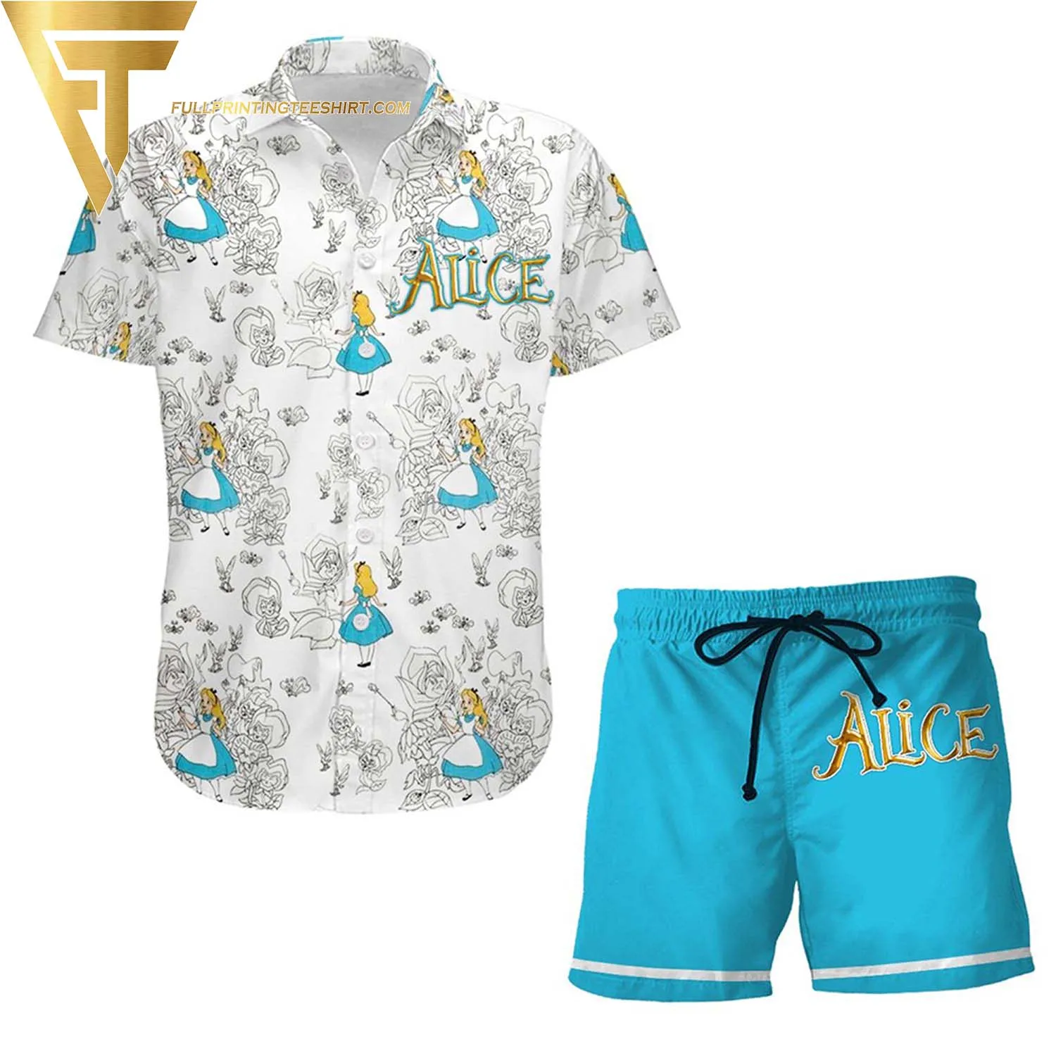 

Женская рубашка с принтом «Алиса в стране чудес»