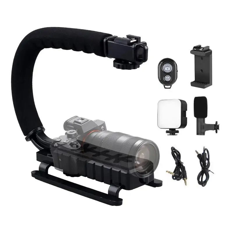 

U Grip Camera Stabilizer U Shape Camera Handheld Stabilizer Film Movie Making Kit With Fill Light Microphone 2 Cable For Outdoor