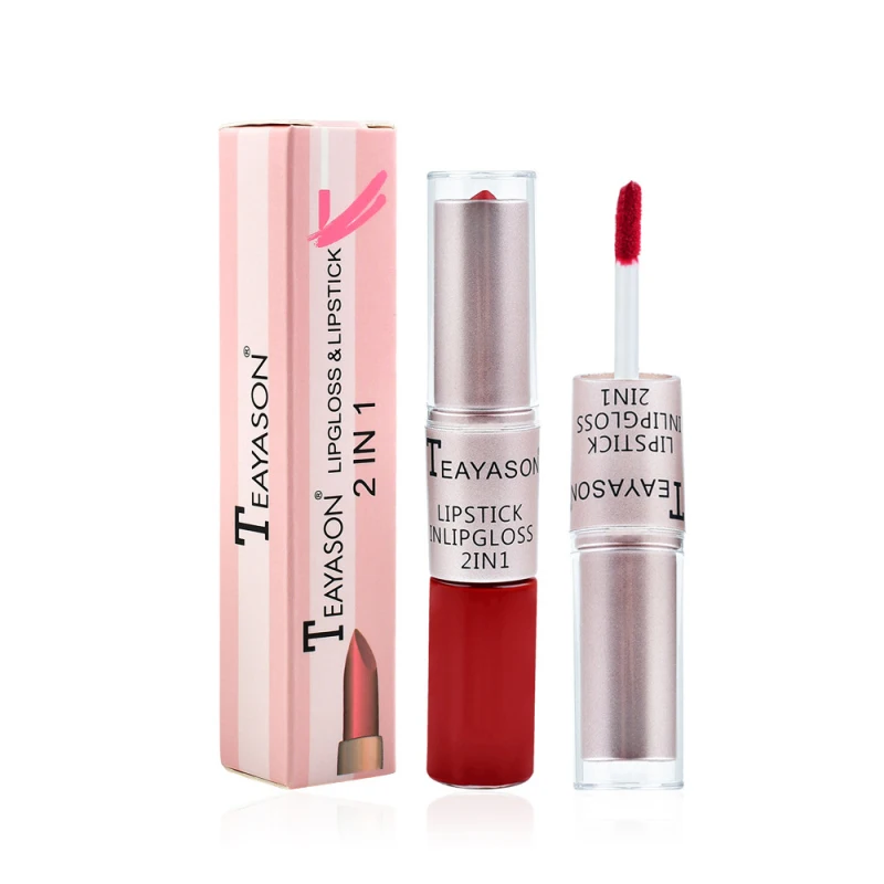 

2 In 1 Lipstick Lipgloss Cosmetics Moisturizing 12 Colors Non-stick Cup Lips Makeup Lip Gloss Double-headed Velvet Matte