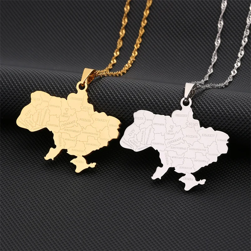 

Fashion Outline Ukraine Map Pendant Necklaces For Women Gold Silver Color Choker Necklace Stainless Steel Necklace Jewelry Sets