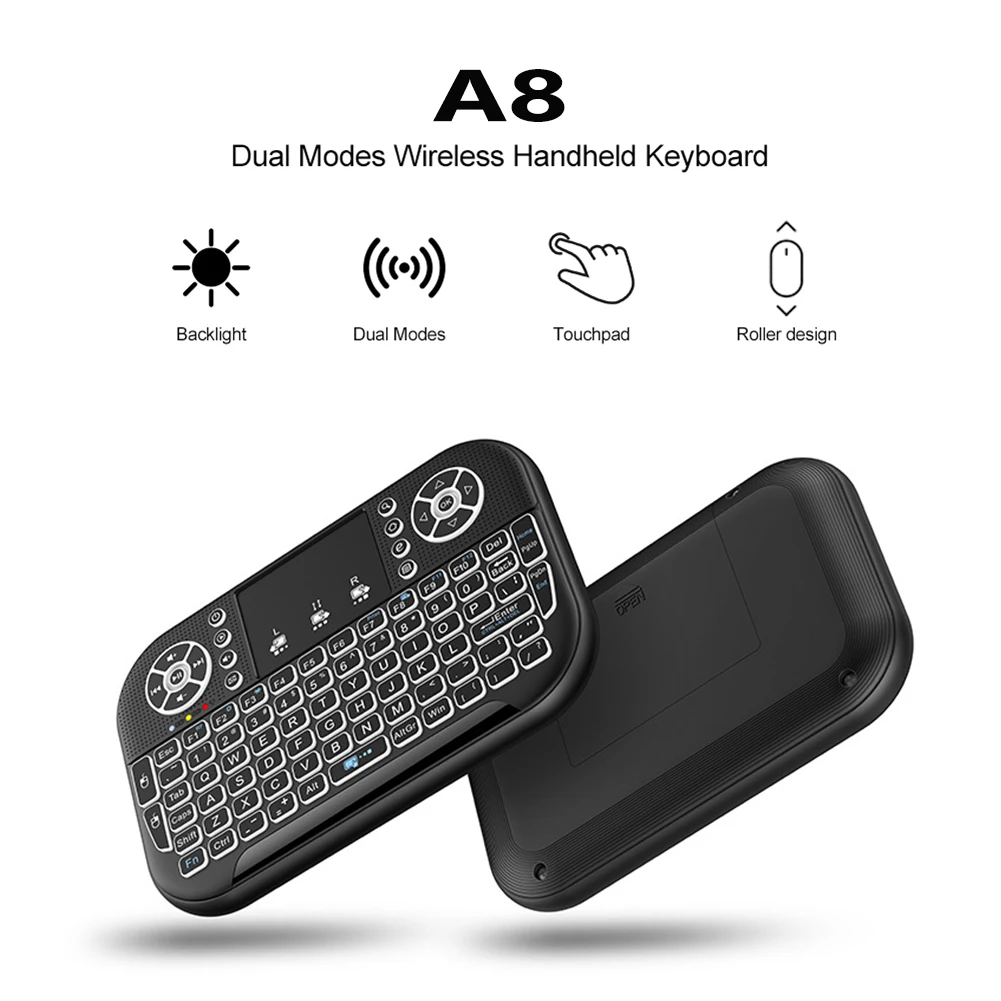 Новая мини-клавиатура A8 2 4G + Bluetooth Двухрежимная перезаряжаемая эргономичная
