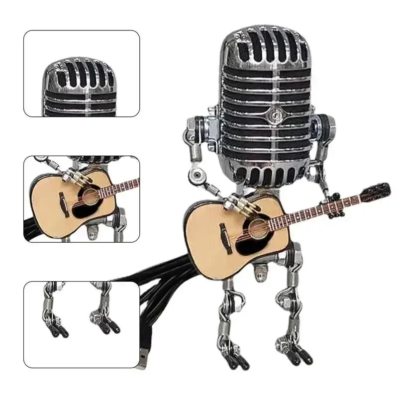 Настольная лампа в стиле стимпанк подставка винтажный микрофон гитара робот